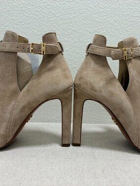 Michael Kors 5.5 Lawson Open-toe Ankle boots Suede Tan Brown Elegant Bohemian